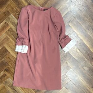 Sharagano Mauve Dress with Cream Cuffs